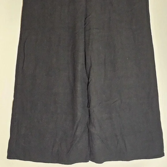 Anrabess Pants Womens Large Black Wide Leg Linen Blend Pull On Pockets Casual - Picture 3 of 14